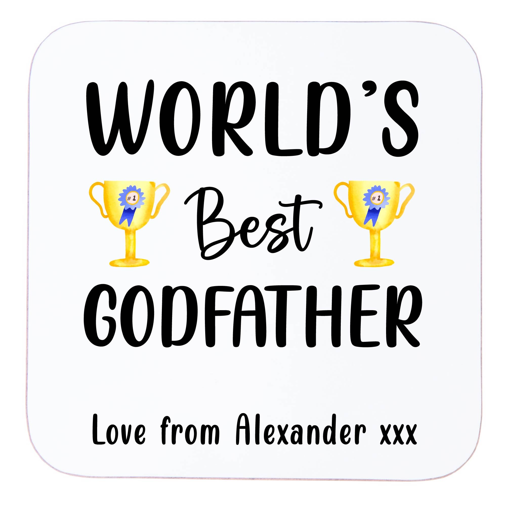 Drifting Ducks White Personalised Godfather Coaster | World’s Best Godfather Wooden Drinks Mat With Custom Love From Message