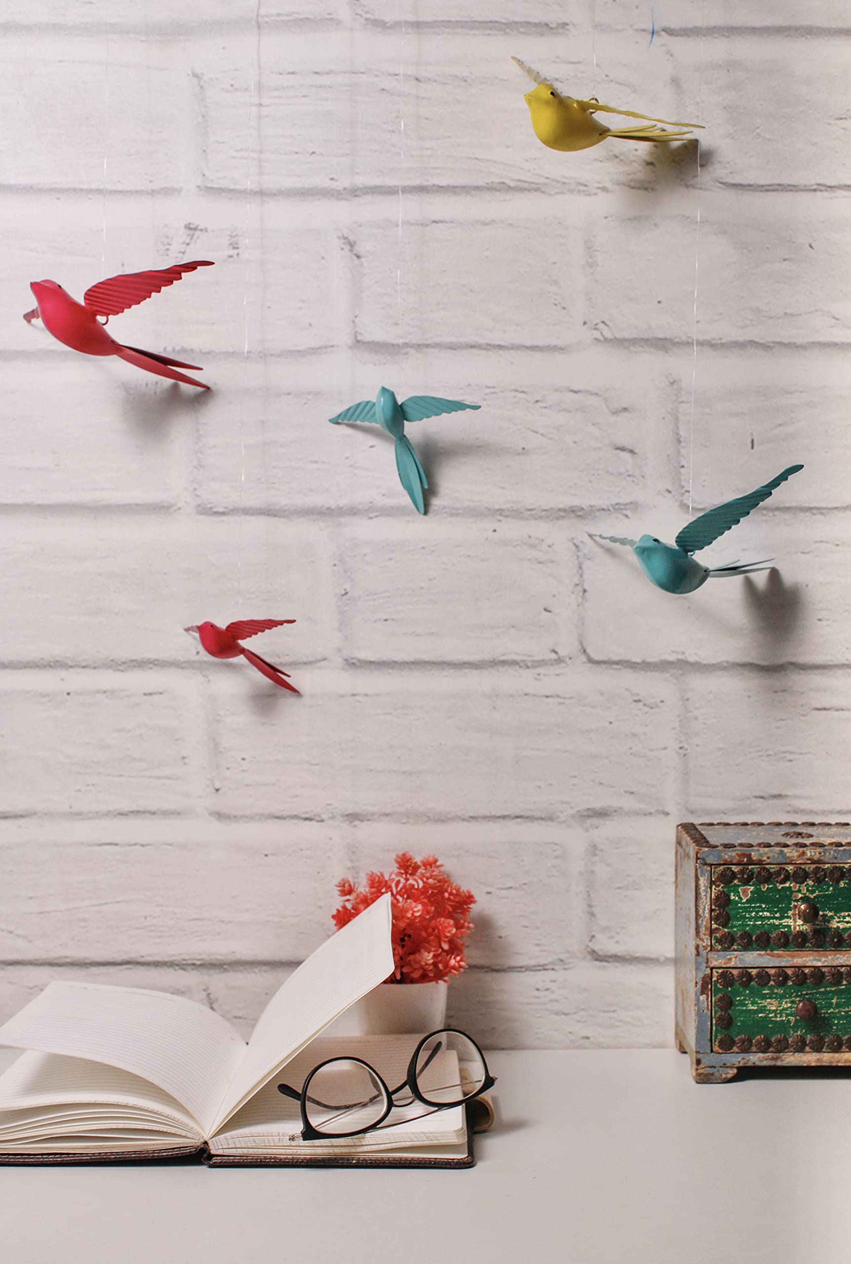 anantam homes Hanging Decorative Rockstar Bird for Home Balcony and Garden Decor (Set of 2 -Pink,Aqua) (B091N469Y3) Amazon Price History, Amazon Price Tracker