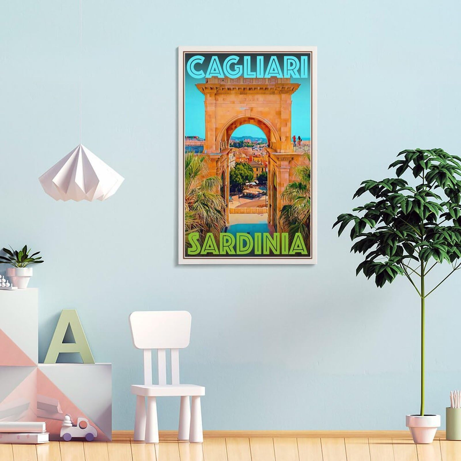 LZTEN Poster da parete in stile retrò vintage, motivo: Cagliari - Sardegna, poster da parete per viaggi, vacanze, 12 pezzi