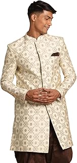vastramay Men's Beige Silk Blend Sherwani Only Top-picture-28