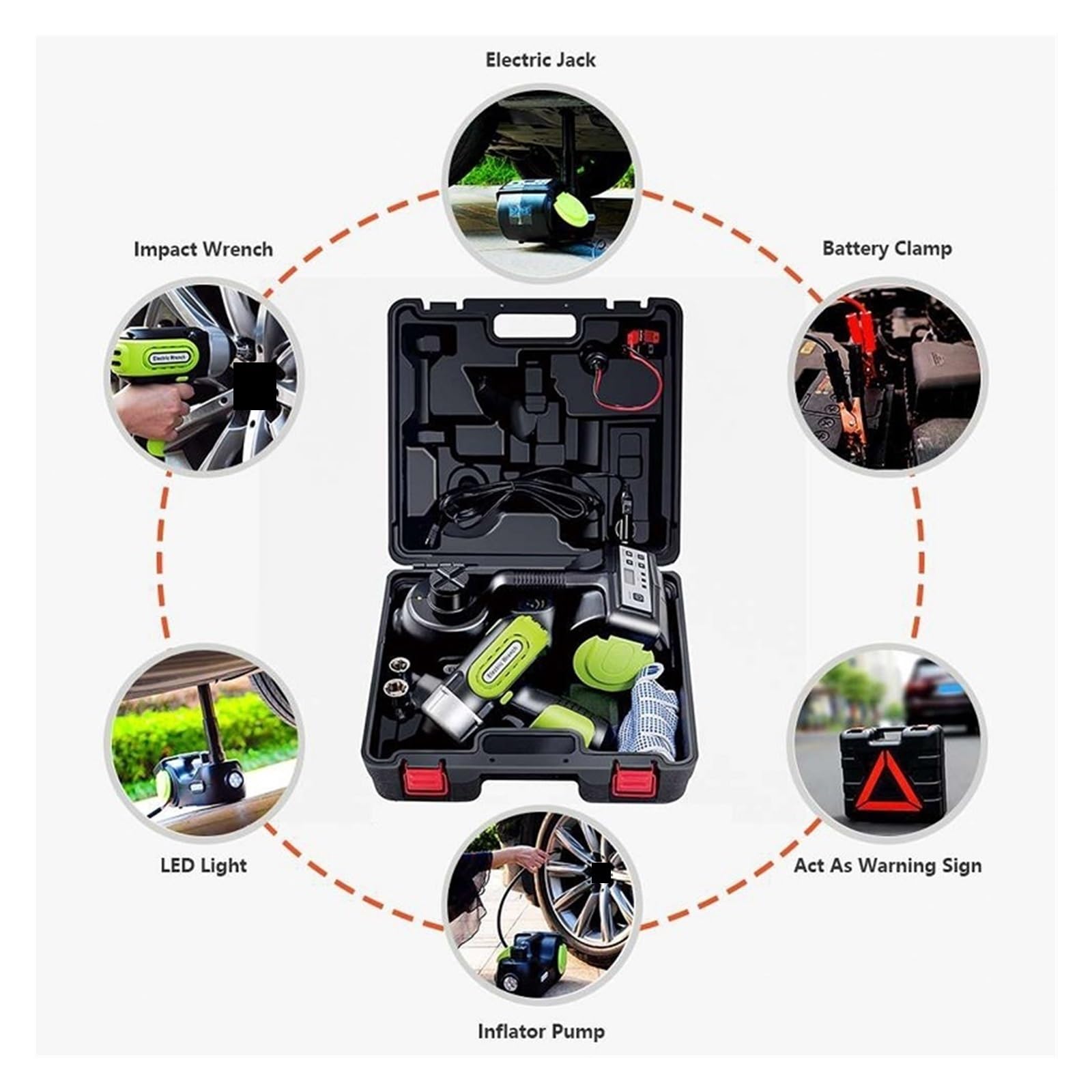 12V 5Ton 3 W 1 Elektryczny Podnośnik Samochodowy Przenośny Hydrauliczny Z Kluczem Udarowym Inflator Opon LED Light Narzędzia Do Podnoszenia Wysokie Podnoszenie