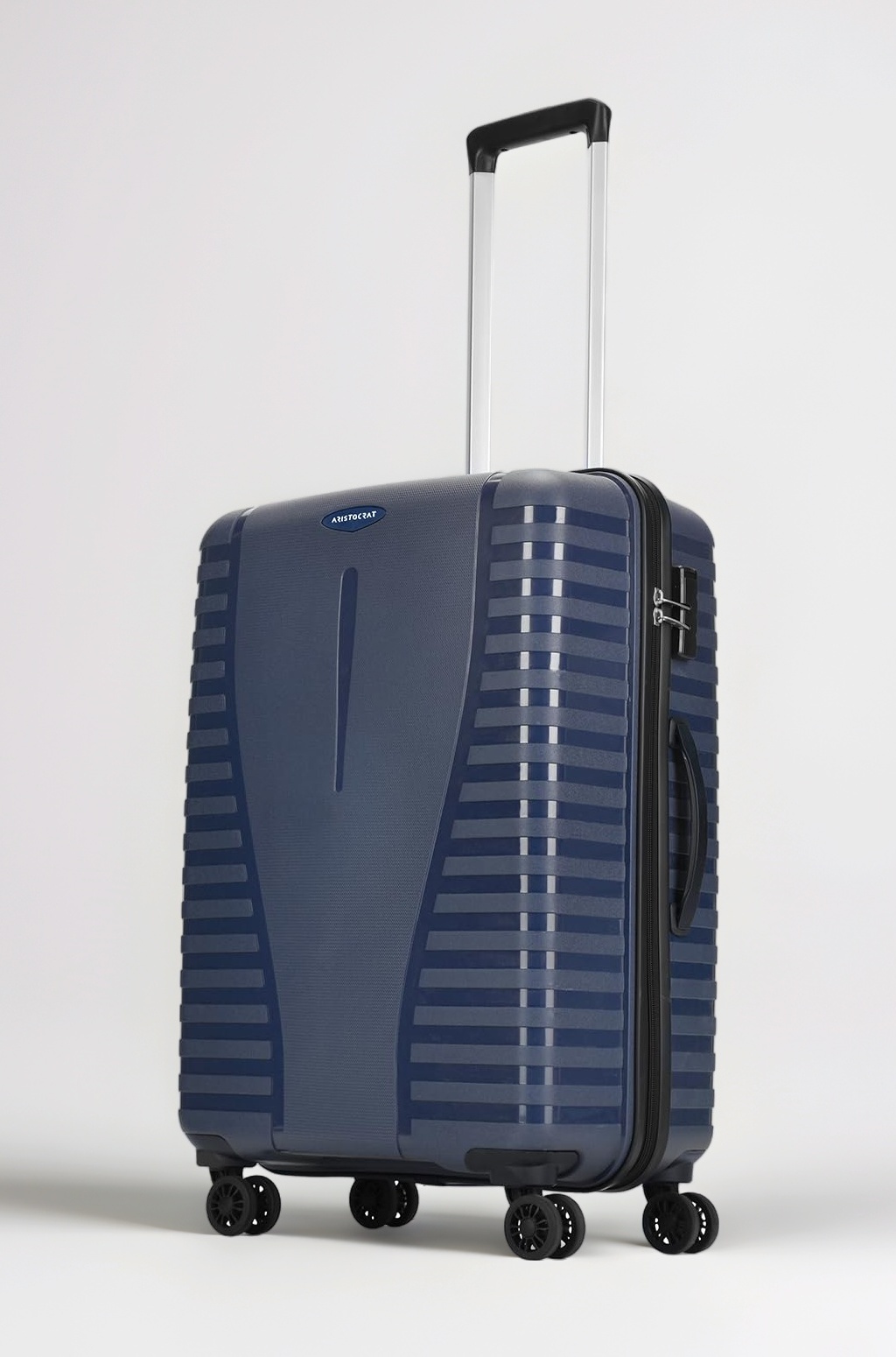 Medium Polypropylene Airpro Spinner Check-in 66 Cm() 8 Wheels Trolley Bags for Travel Hard Case Luggage, Lightweight with Combination Lock & Robust Trolley with 3 Years Warranty (Blue)