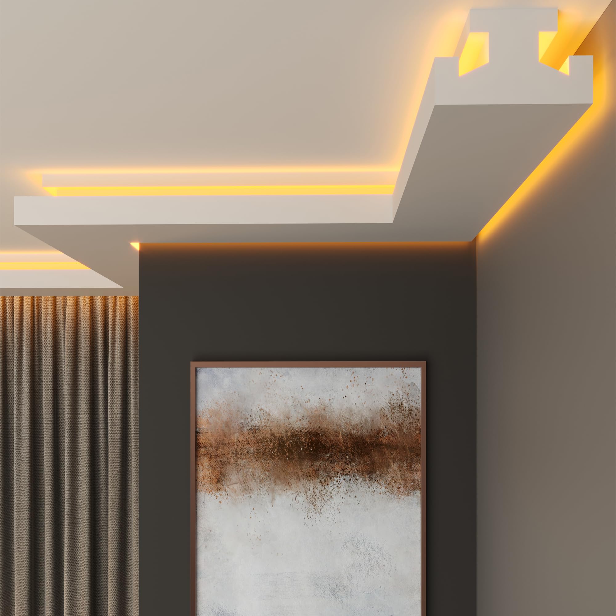 FAST DECOR XPS Ceiling Cornice Coving – Extruded Polystyrene Moulding Trim, Lightweight Decorative Coving for Ceilings, LED Coving, LED Cornice, LED Lighting Coving (CLL18, 6M (3 Length))