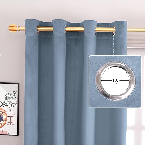 Miniatura 2 de Cortinas de terciopelo supersuaves con ojales, para privacidad en sala de estar, puertas de cristal corredizas, 2 paneles