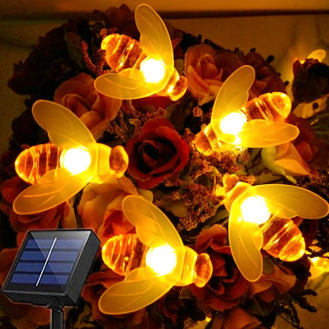 Solar Honeybee String Lights,200 LEDs Solar Powered Bee String Lights Outdoor Honeybee Fairy String Lights for Home,Gardens,Park,Patios Decoration.