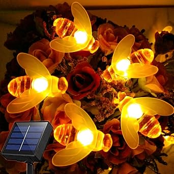 Solar Honeybee String Lights, 50 LEDs Solar Powered Bee String Lights Outdoor Honeybee Fairy String Lights for Home,Gardens,Park,Patios Decoration.