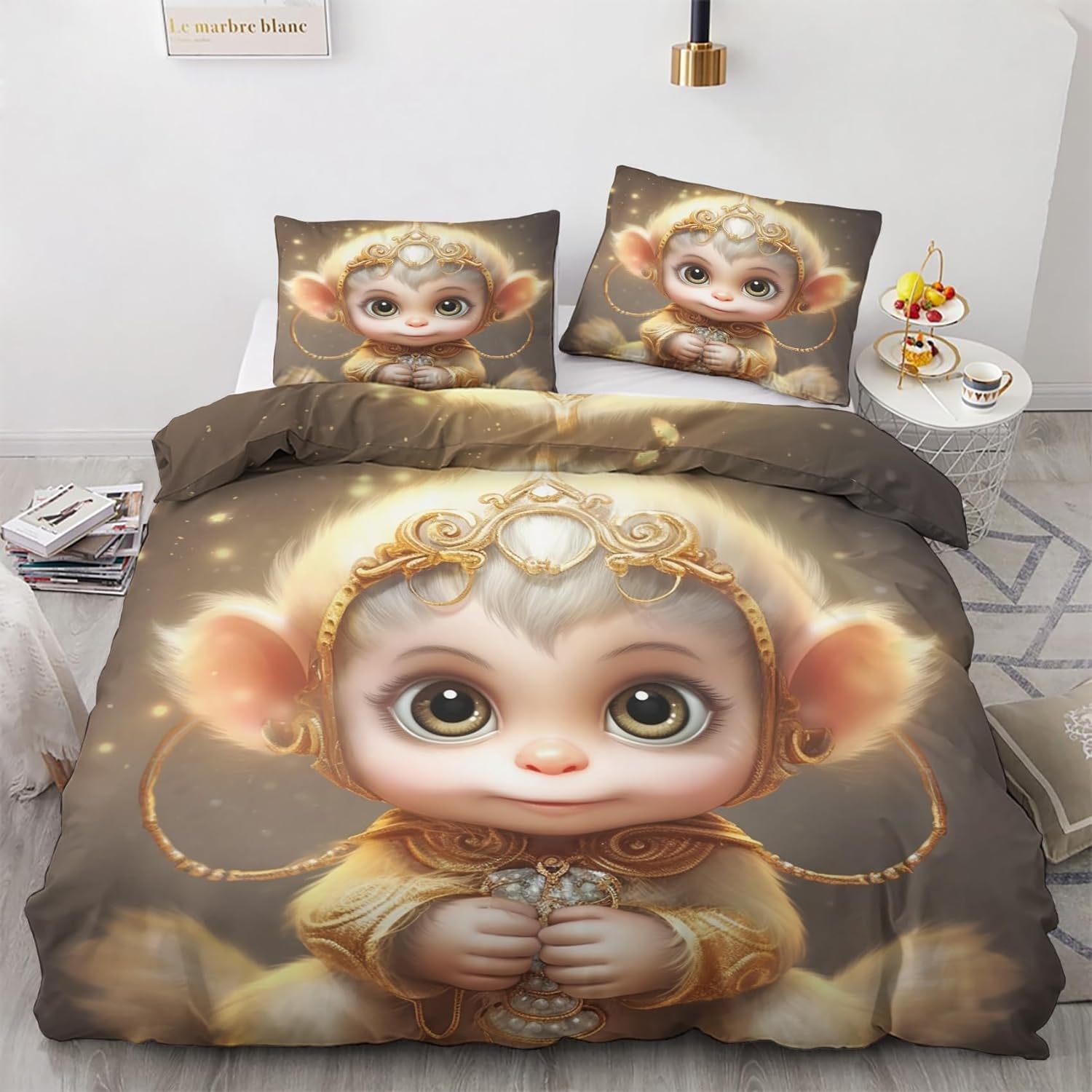 Parure de lit 200x200 galaxie en microfibre avec 2 taies d'oreiller
