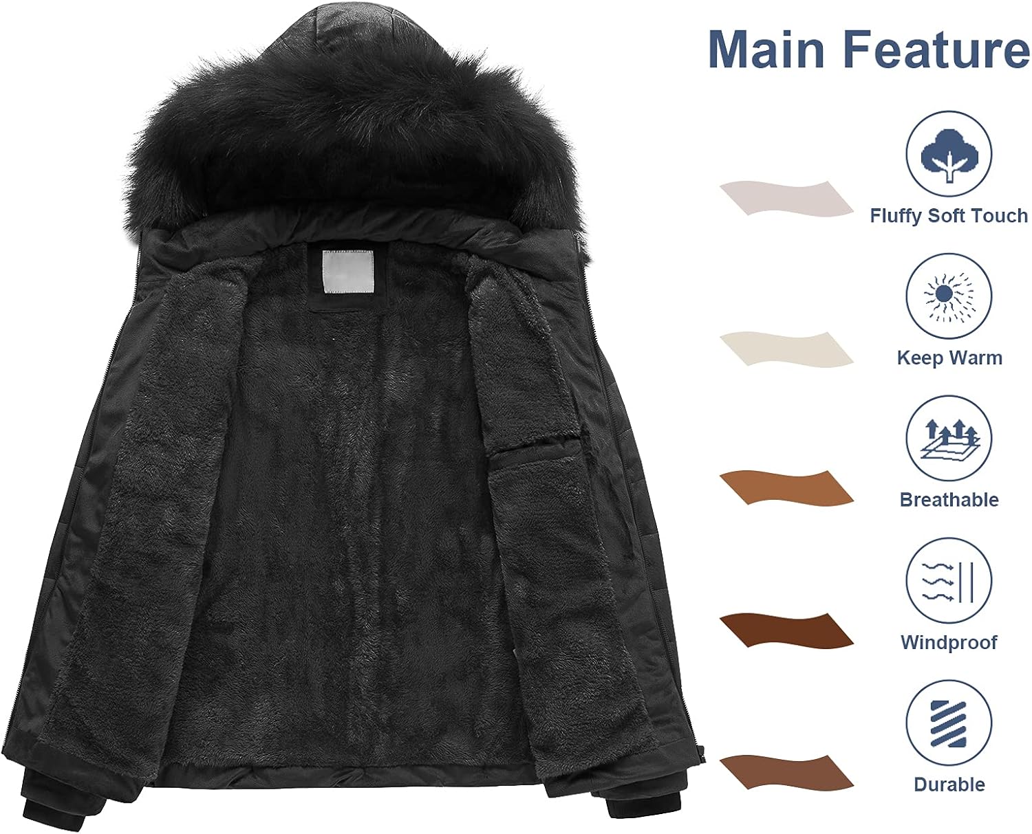 Chrisuno Women's Casual Short Winter Puffer Coat Soft Faux Fur Lining Lightweight Warm Jackets With Removable Hood - Image 3