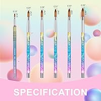 Vista 5 de Kolinsky - 2 pinceles de uñas acrílicas, tamaño #08/02, pinceles de arte de uñas para aplicación de polvo, mango resistente, forma ovalada