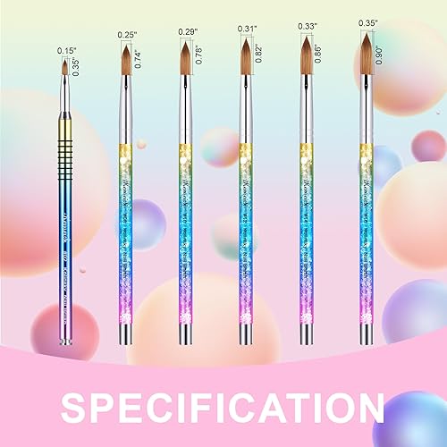 Miniatura 5 de KEMEISI Kolinsky - 2 pinceles de uñas acrílicas, tamaño #0802, pinceles de arte de uñas para aplicación de polvo, mango resistente, forma ovalada,