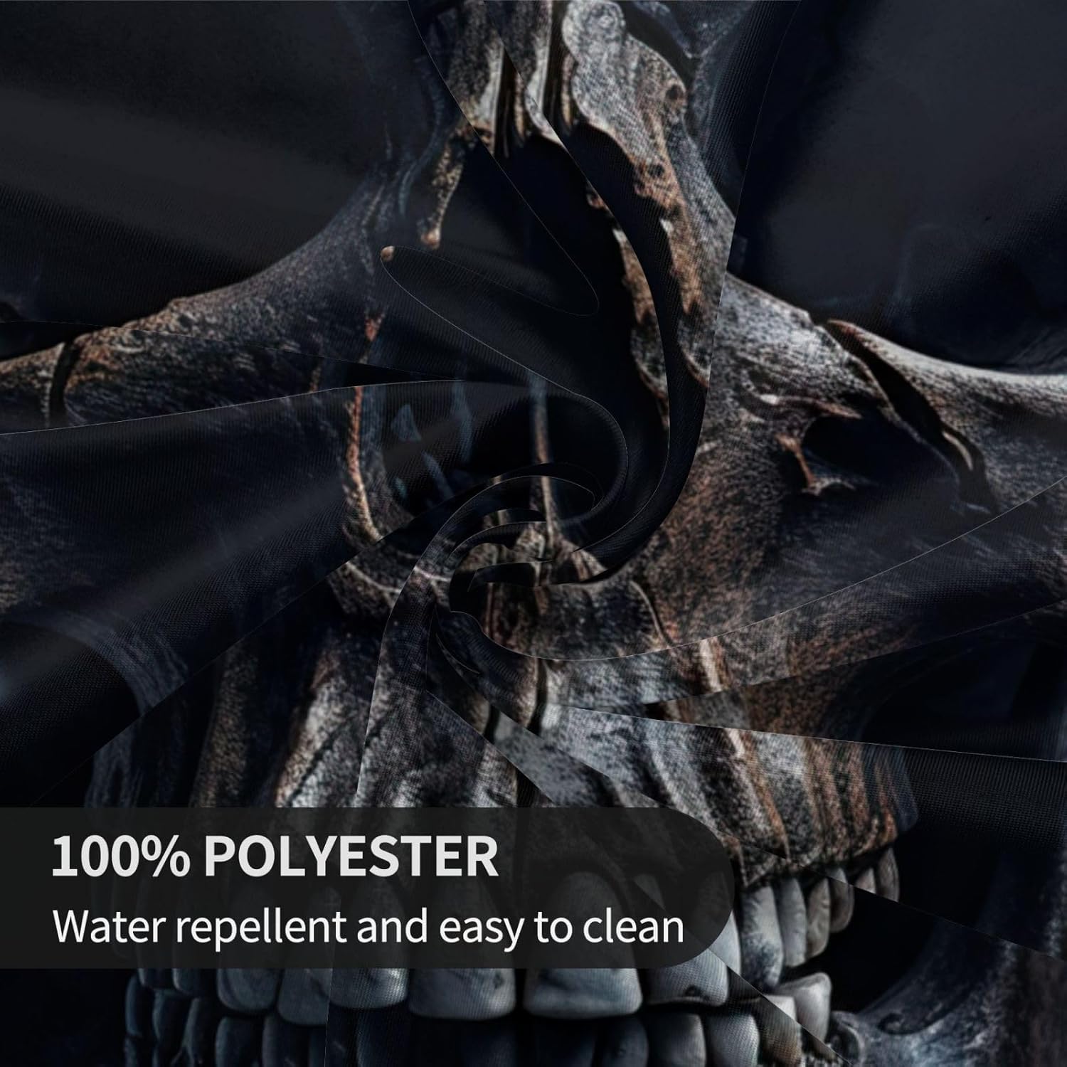 Black Skull Print Wrinkle Free Dining Table Cover for Birthday Party Farmhouse Tablecloths Up to 60 x 60 Inches