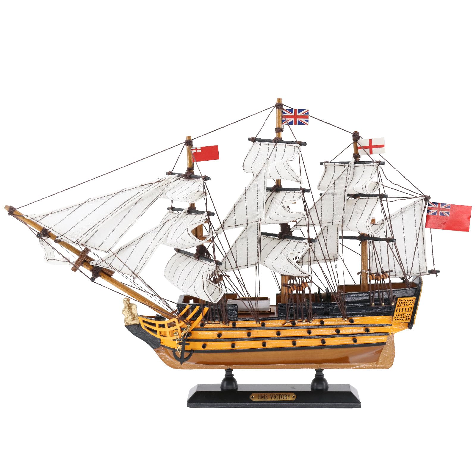 NAUTIMALL HMS Victory Model Ship, 24 inch Handcrafted Wooden Replica with Canvas Sails, Naval Warship Display Model (V40)