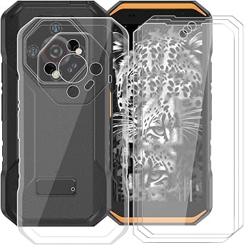 for Ulefone Armor X32 Pro 5.65" Case + 3 Pack Tempered Glass Screen Protector, Clear Soft Silicone Bumper Shell, Ultra-Thin Anti-Fall Back Cover for - Transparent