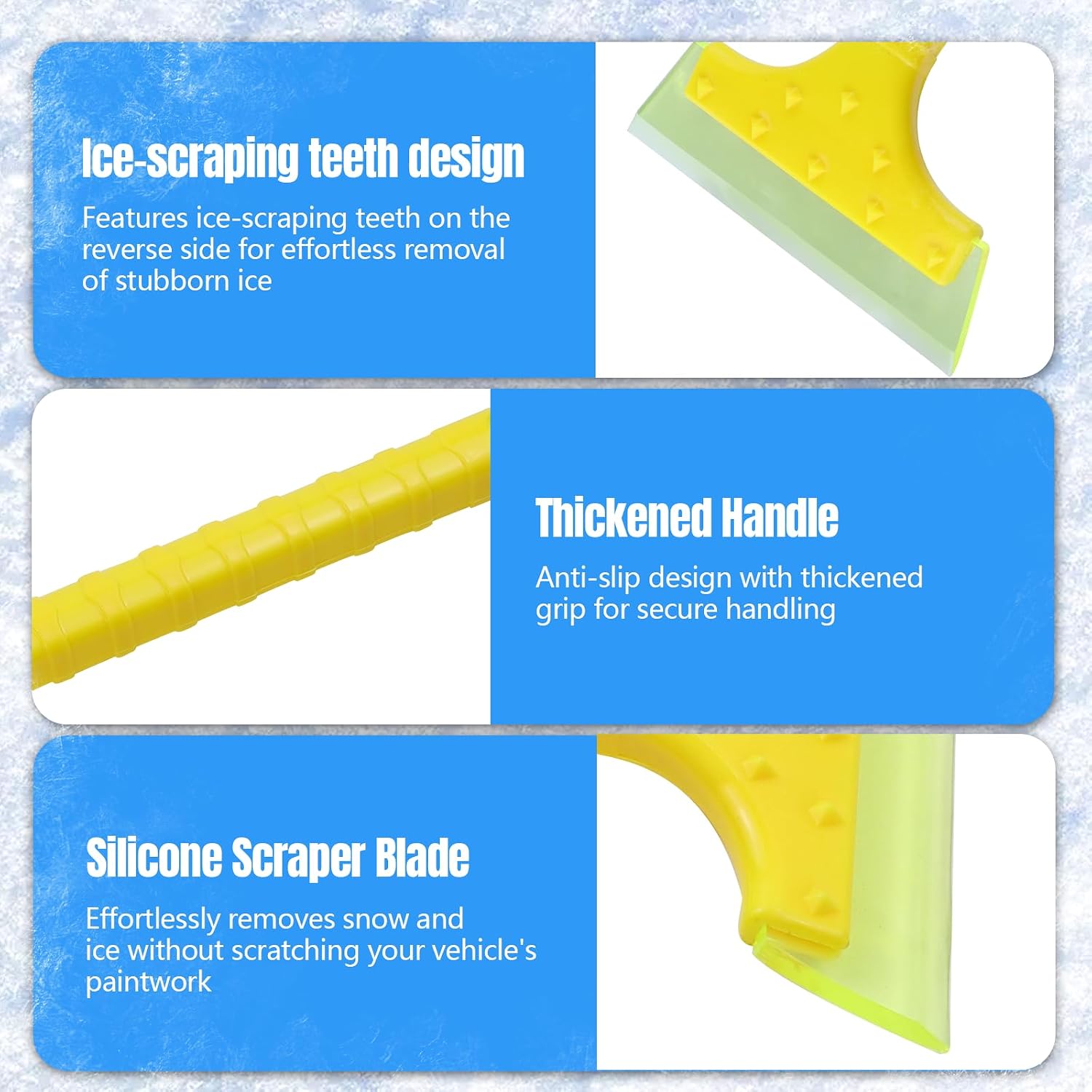 Hovom 2PCS Portable Snow Removal Shovel & Ice Scraper for Car Windshield Window, Stainless Steel Rubber Frost Ice Snow Scraper Removal Tool Set with Ergonomic Handle, Winter Car Accessories