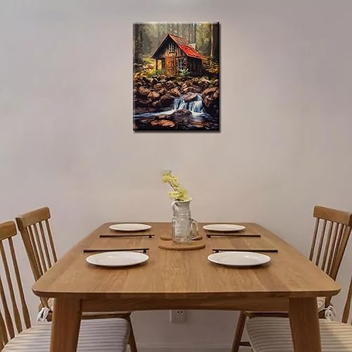 Miniatura 2 de Tucocoo Cabaña entre los árboles, pintura por números, pintura sobre lienzo, pintura con pinceles, juego de pinturas acrílicas, perfecto para pintar