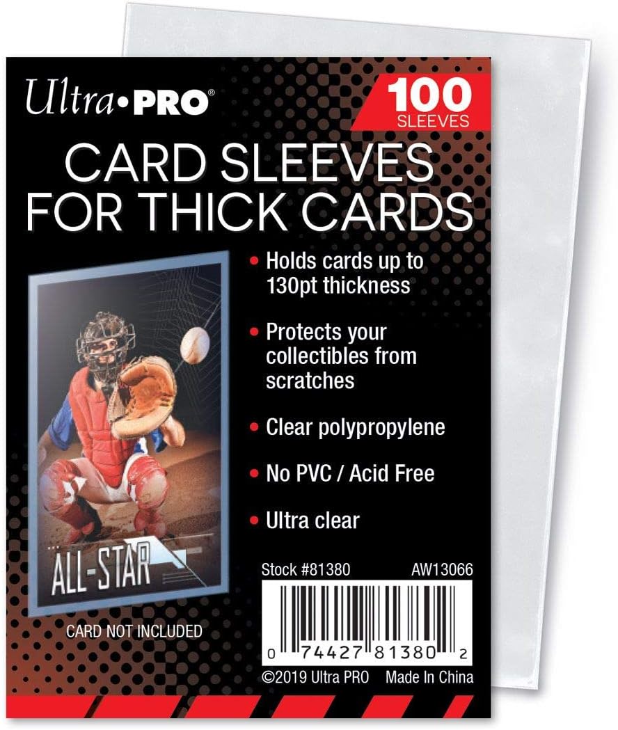 Clear Thick Card Sleeves, Plastic| Holds cards up to 130-Point | 100-Count