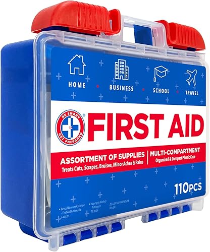 Miniatura 3 de Be Smart Get Prepared Kit de primeros auxilios de 110 piezas (paquete de 4) limpiar, tratar, proteger cortes menores, hogar, oficina, automóvil,