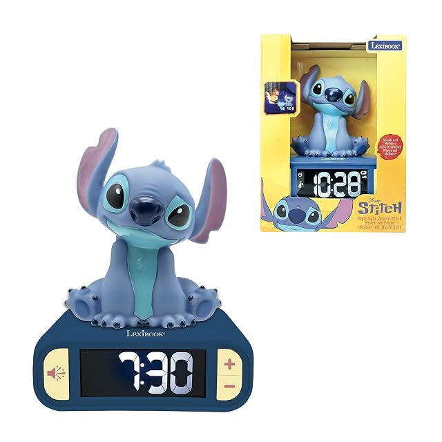 LEXIBOOK, Stitch Reloj Despertador Luz Nocturna, RL800DLXB