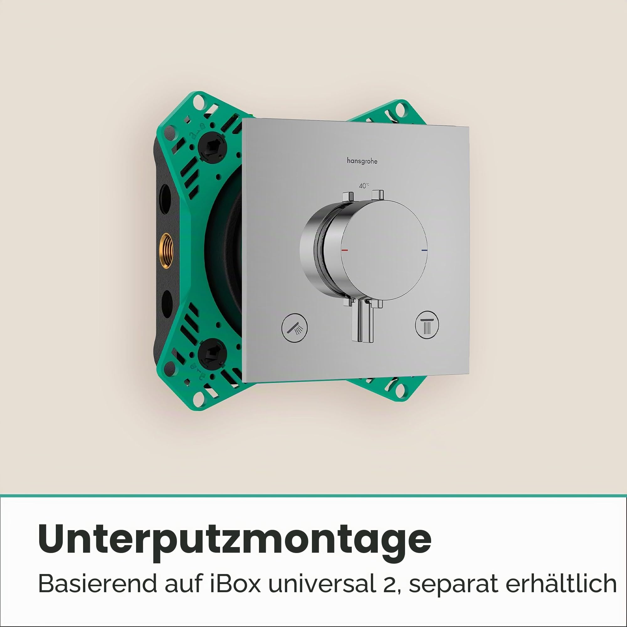 hansgrohe Ecostat Comfort E - Duschthermostat Unterputz, Duscharmatur mit Sicherheitssperre (SafetyStop) bei 40° C, Thermostat für die Dusche, Mischbatterie für 2 Verbraucher, Mattschwarz, 33711670
