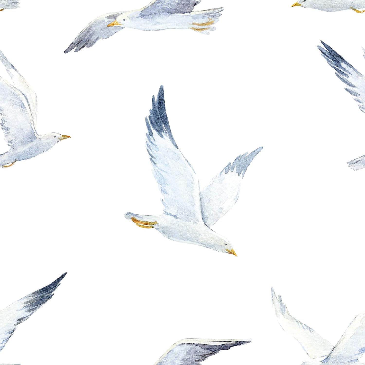 Walls By Me Peel and Stick White and Blue Bird Nautical Removable Wallpaper 4401-2ft x 4ft (61x122cm)