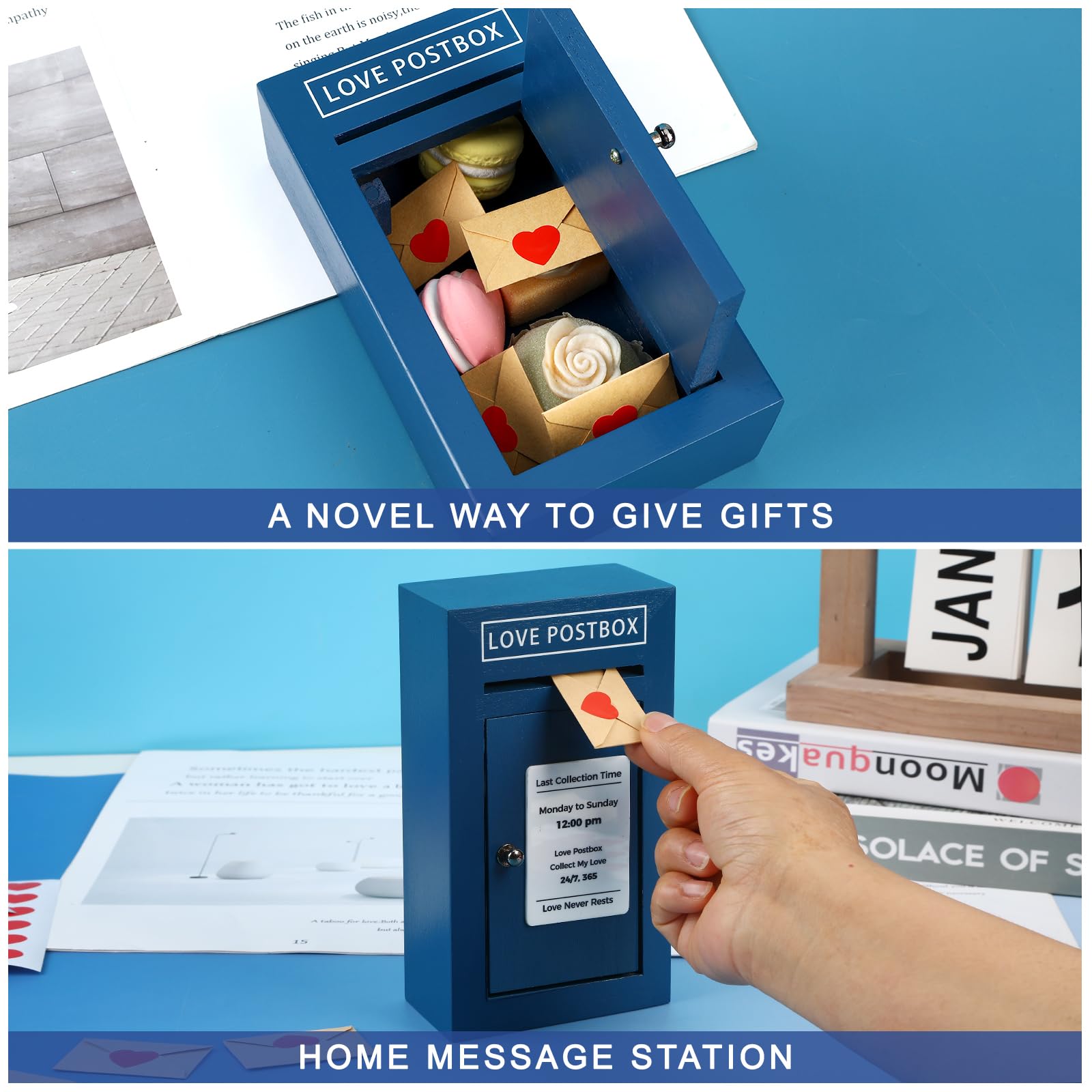 JULEASEL Romantic Love Postbox with 50 Mini Love Notes and