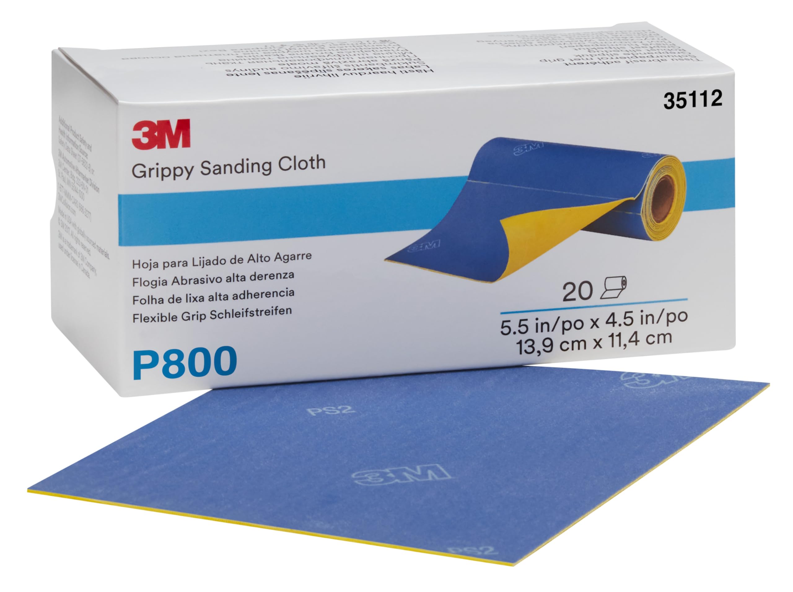 3M Grippy Rotolo abrasivo flessibile, Pretagliato, 139 mm x 114 mm, P800, 35112