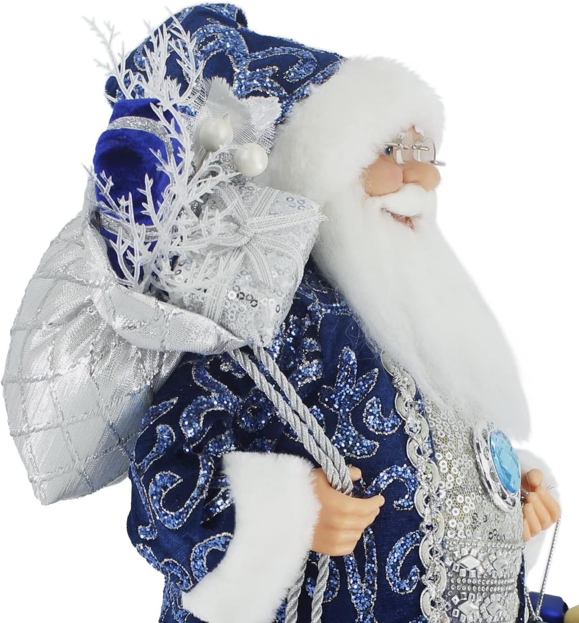 Windy Hill Collection 16" Inch Standing Brilliant Blue Santa Claus Christmas Figurine Figure Decoration 162084
