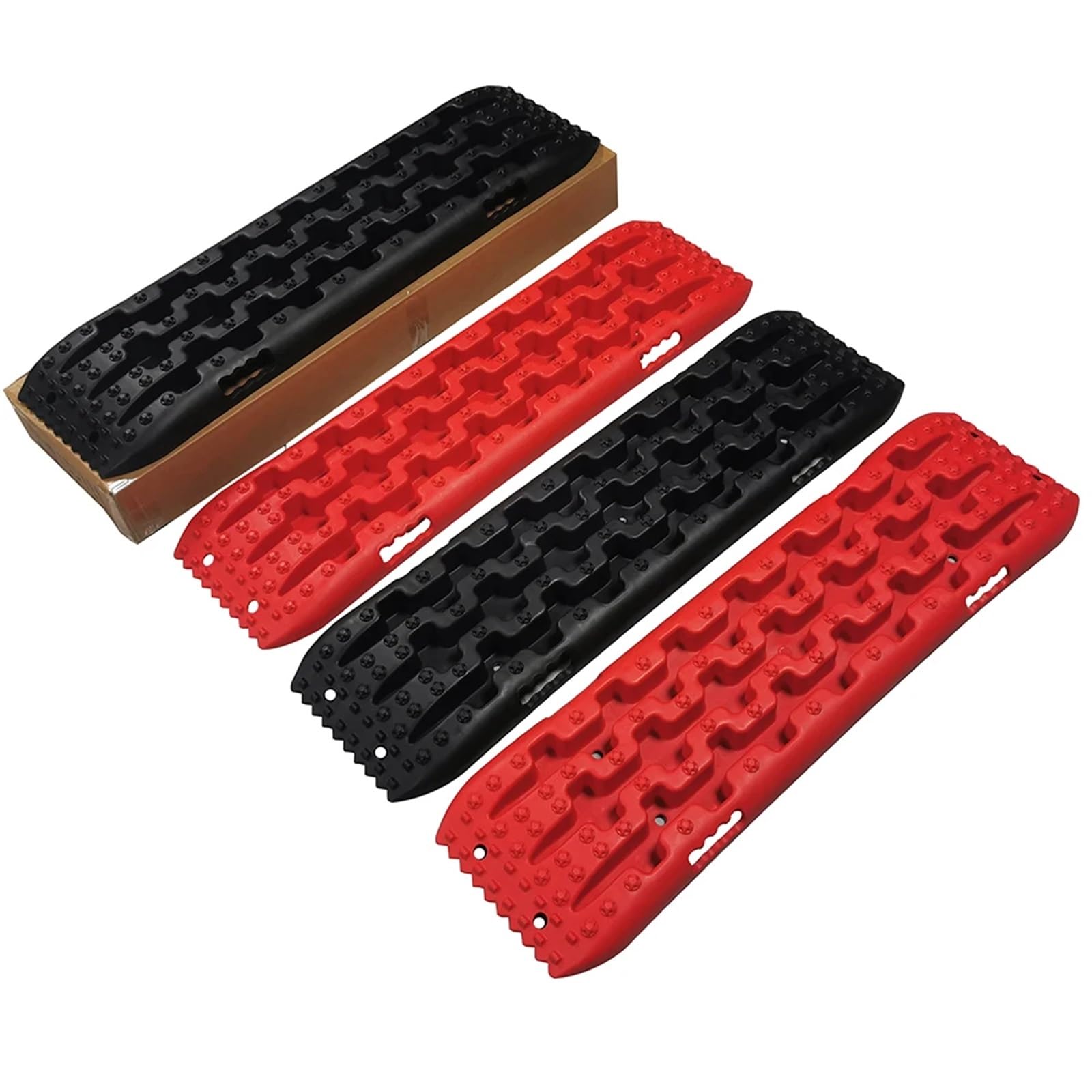 Tavola di trazione per il soccorso stradale, Rampa antiscivolo for rilascio pneumatici da 2 pezzi 104x27 cm Tavole di trazione Tappetino for cingoli recupero(Red)