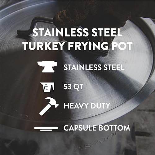 Miniatura 3 de GasOne Olla de acero inoxidable con cesta, olla de 53 cuartos de galón con tapa y parte inferior reforzada, olla de cocina resistente para freír