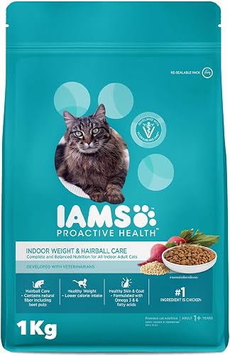 IAMS Cat Dry Food Healthy Adult Indoor Weight & Hairball Care 1 kg