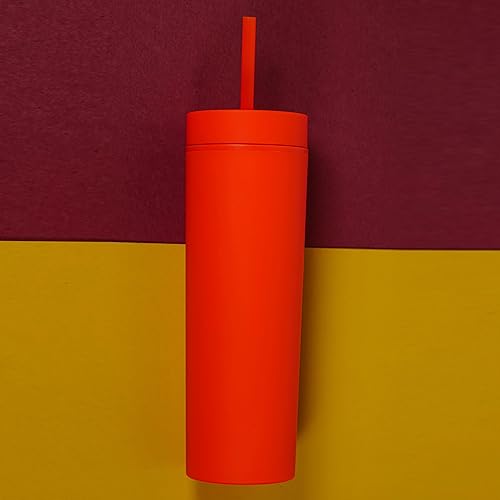 Miniatura 2 de Ezhydrate SKINNY TUMBLERS - Vasos acrílicos de color pastel mate de 16 onzas con tapas y pajillas, vaso de plástico de doble pared con tapa y popote