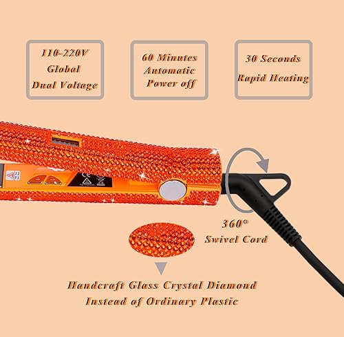 Miniatura 4 de Plancha de pelo Diamond Plana, alisador y rizador profesional 2 en 1, planchas de titanio de calentamiento rápido, alta temperatura, 480 F, alisador