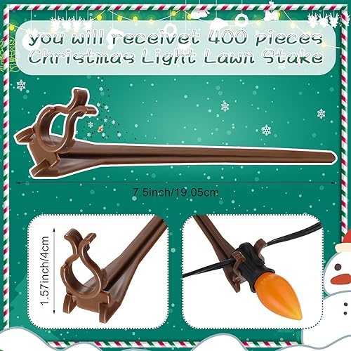 Vista 37 de Jetec Estacas de luz de Navidad universales para patio, césped, luces navideñas para tira de luces C7 C9, estacas de suelo de 7.5 pulgadas para Claro