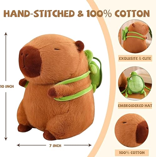 Miniatura 2 de Capybara Peluche con mochila de tortuga, muñeca kawaii Capybara de peluche, regalo de cumpleaños, decoración de fiesta, lindo juguete de peluche