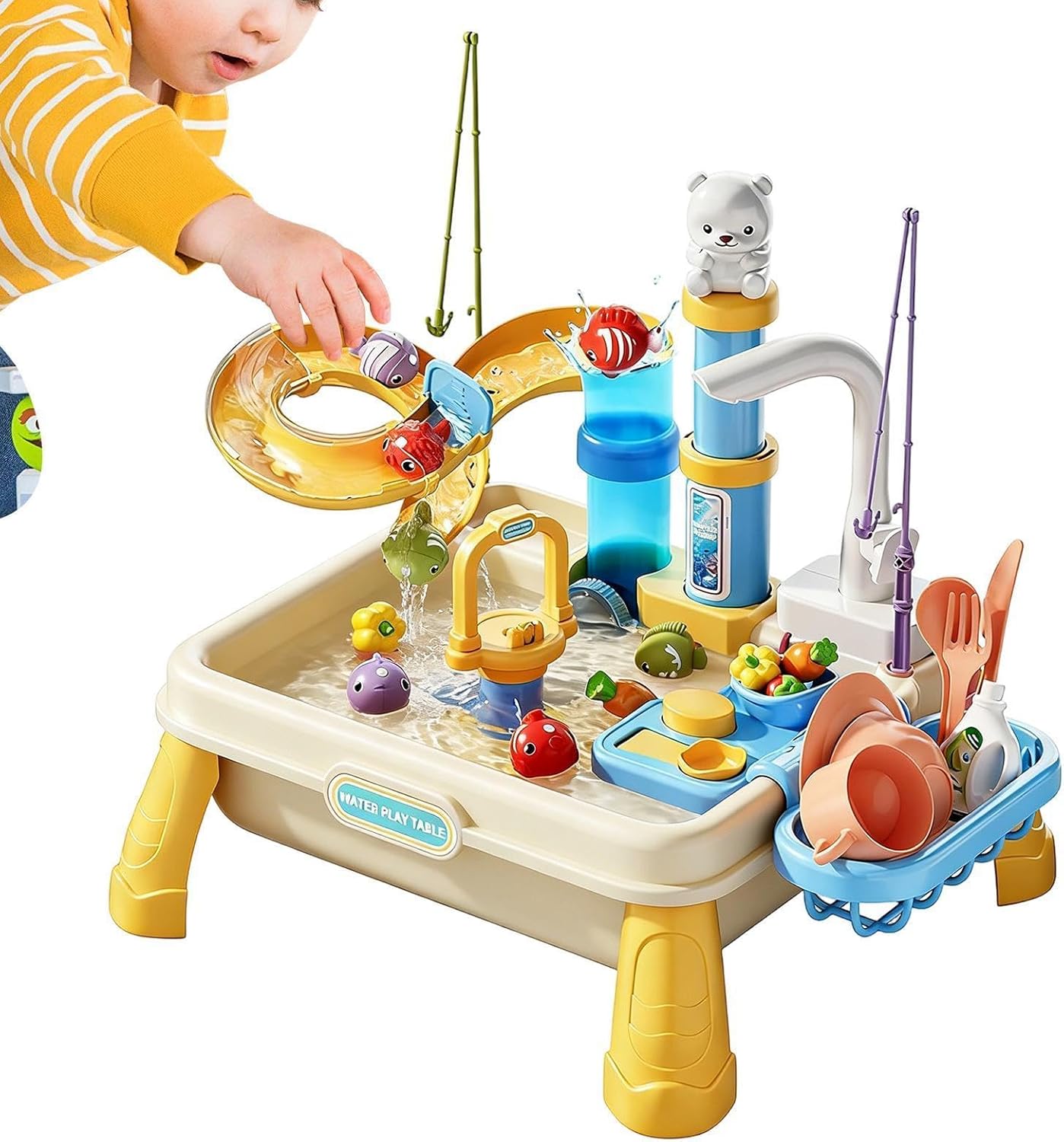 Outdoor Water Play Table, Sensory Activity Station with Built-in Pump, Educational and Table for Children Ages 4-8, Perfect for Boys and Girls in Playroom, Daycare, Backyard, Beach, Park