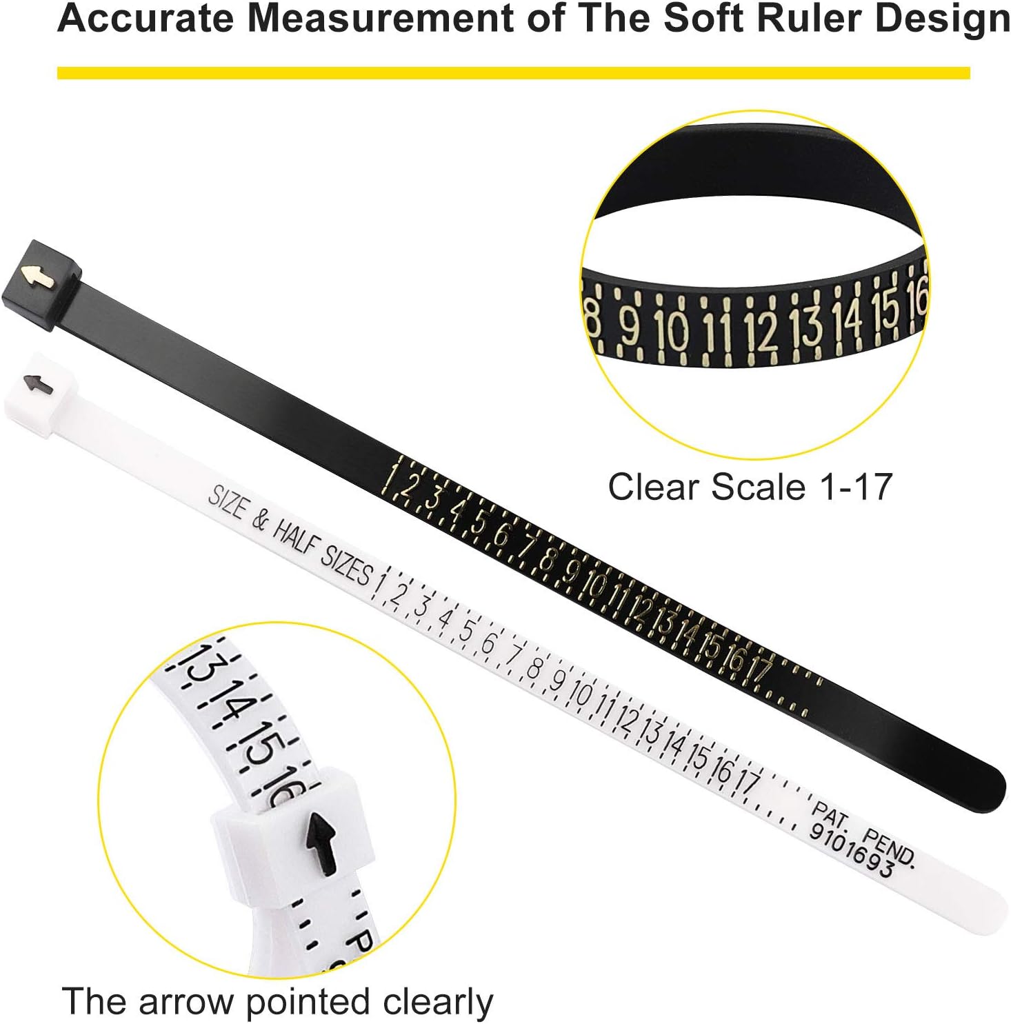 2 Pcs Ring Sizer Measuring Tool Set, US Accurate Ring Gauge Measuring Tool Belt Reusable Jewelry Measurement Finger Sizer for Womens Mens Kids with Upgrade Comfortable Plastic