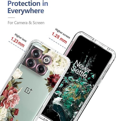 Miniatura 2 de Funda para teléfono para OnePlus 10T 5GOnePlus Ace Pro, CPH2415 con protector de pantalla de vidrio templado, bonito patrón floral transparente de