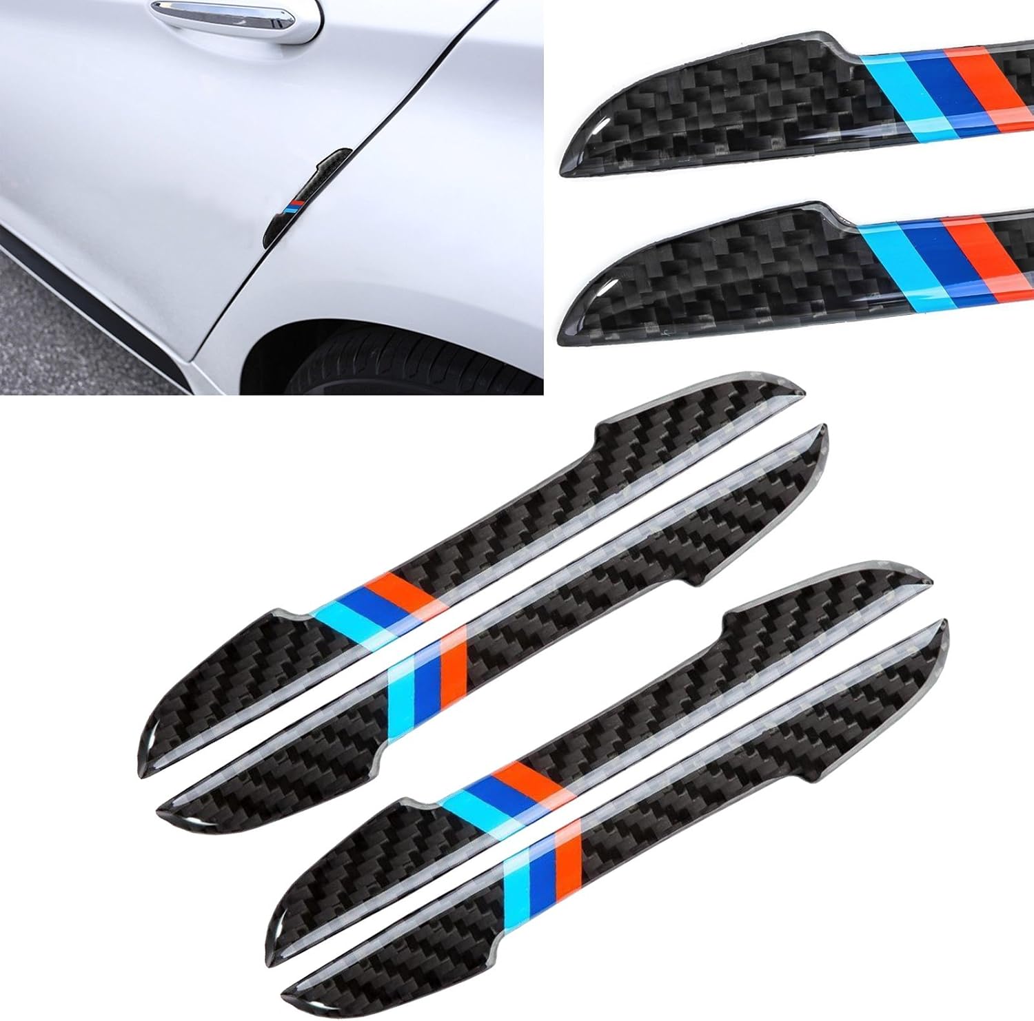 x xotic tech Car Side Door Edge Guards Protector Sticker Trim, Real Carbon Fiber with M Color Strips, Compatible with BMW x xotic tech Car Side Door Edge Guards Protector Sticker Trim, Real Carbon Fiber with M Color Strips, Compatible with BMW
