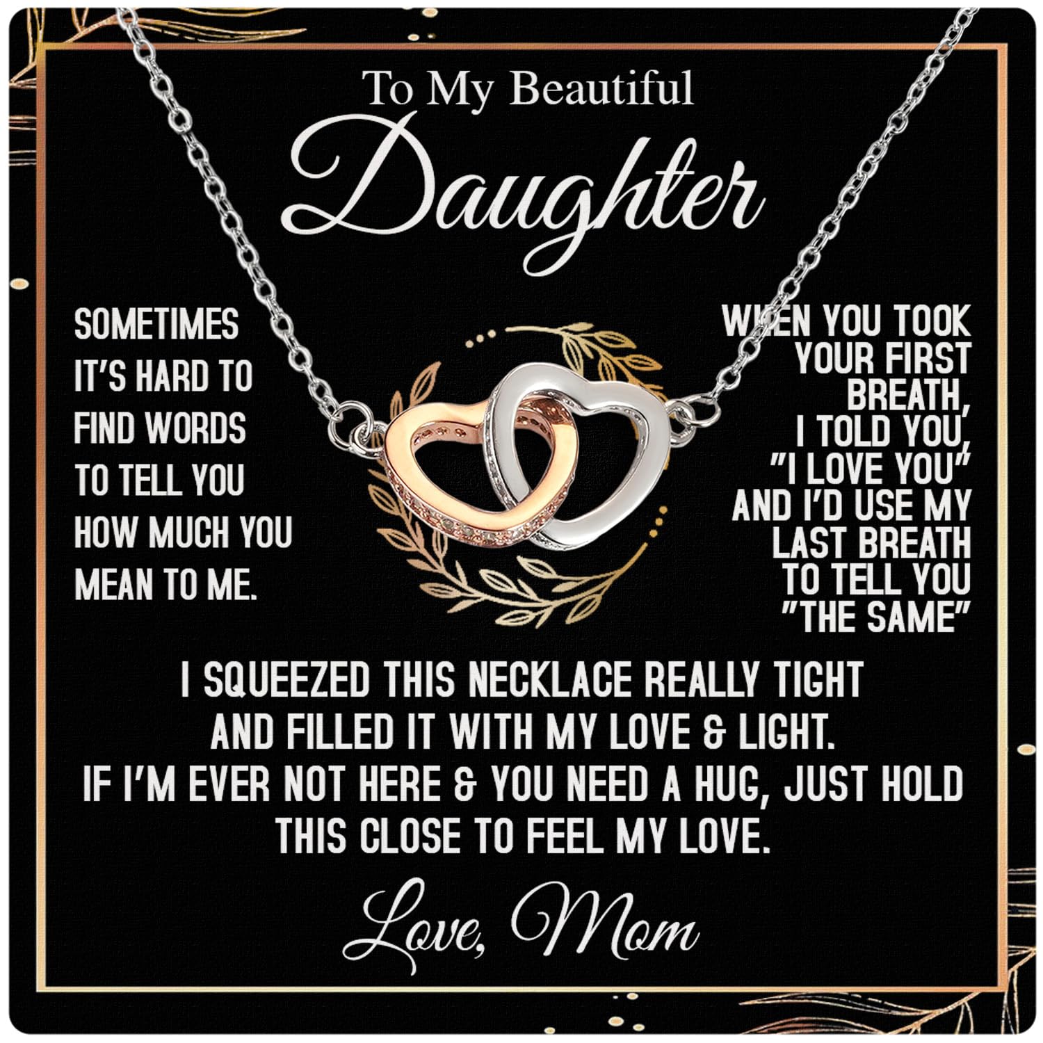 Larvincy To My Daughter Necklace – Meaningful Valentine’s Day Gift from Parents with Heartfelt Message Card & Elegant Box