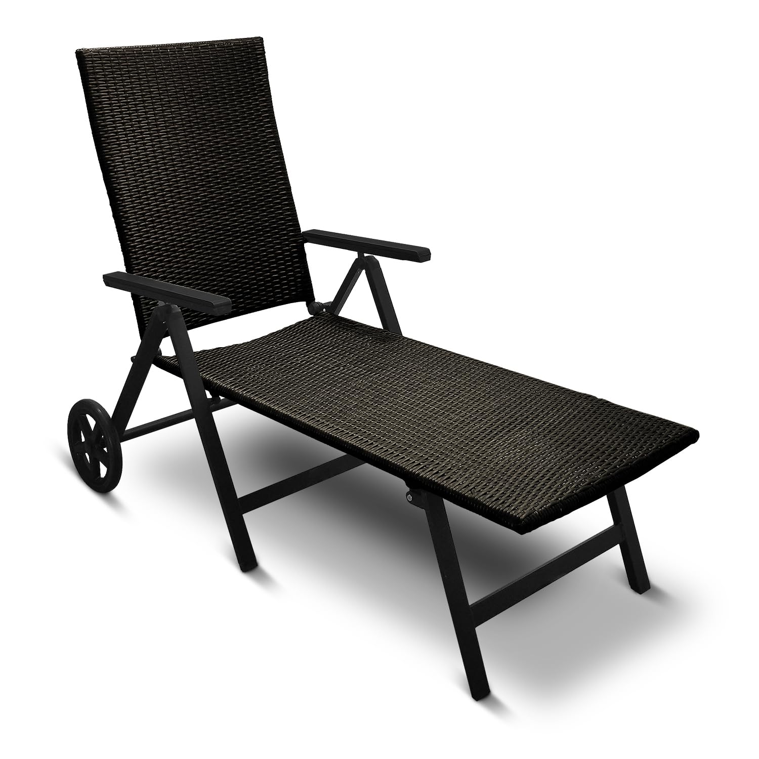 Generisch Aluminium Polyrattan Rollliege verstellbare Relaxliege 120 kg belastbar Sonnenliege Klappbare Gartenliege Campingliege Grau Neu