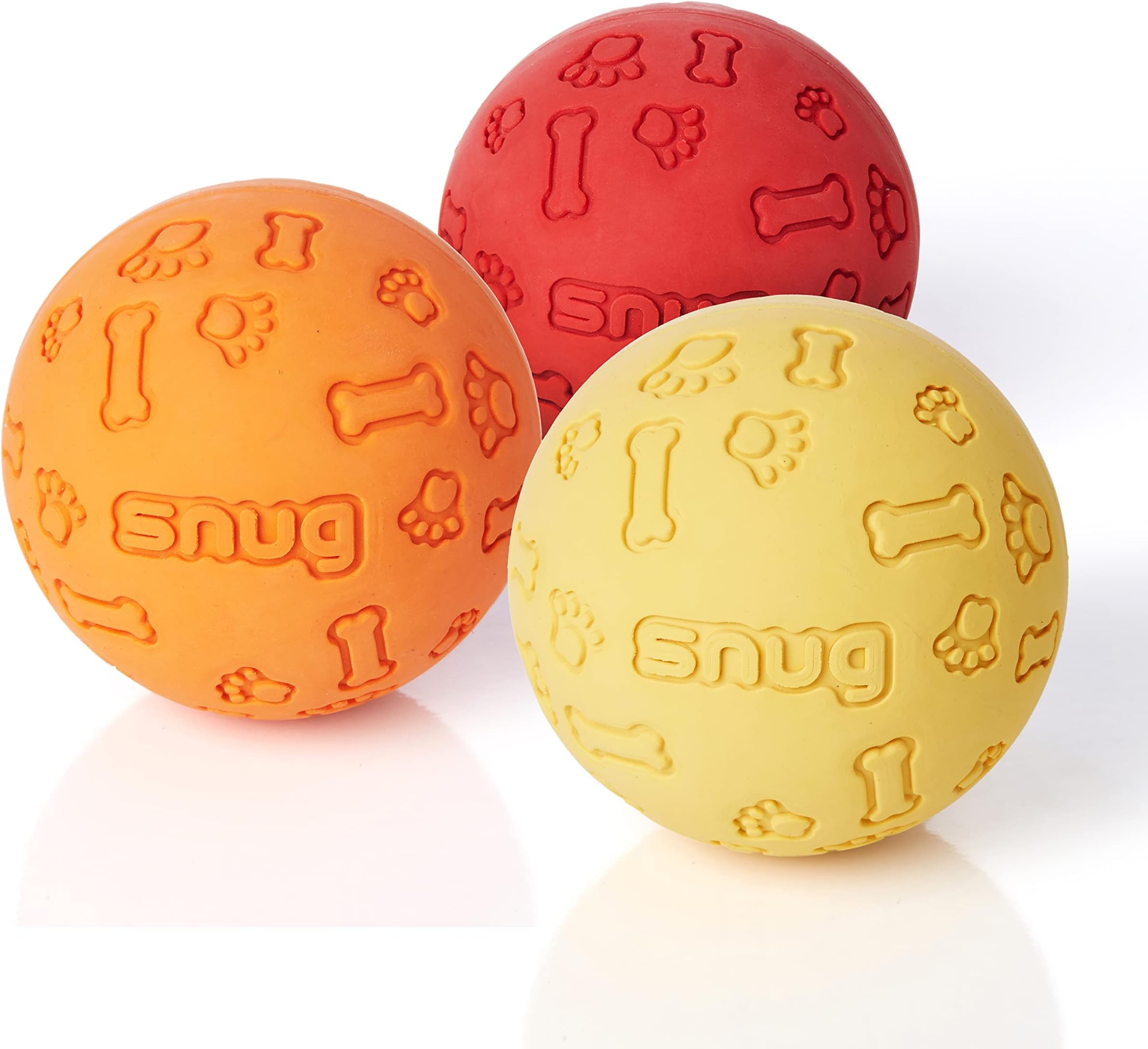 Rubber Dog Balls for Small and Medium Dogs - Tennis Ball Size - Virtually Indestructible (3 Pack - Hot)