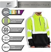 Vista 17 de sesafety Sudadera de seguridad de alta visibilidad para hombre, sudadera con capucha reflectante con cremallera clase 3, sudadera con capucha
