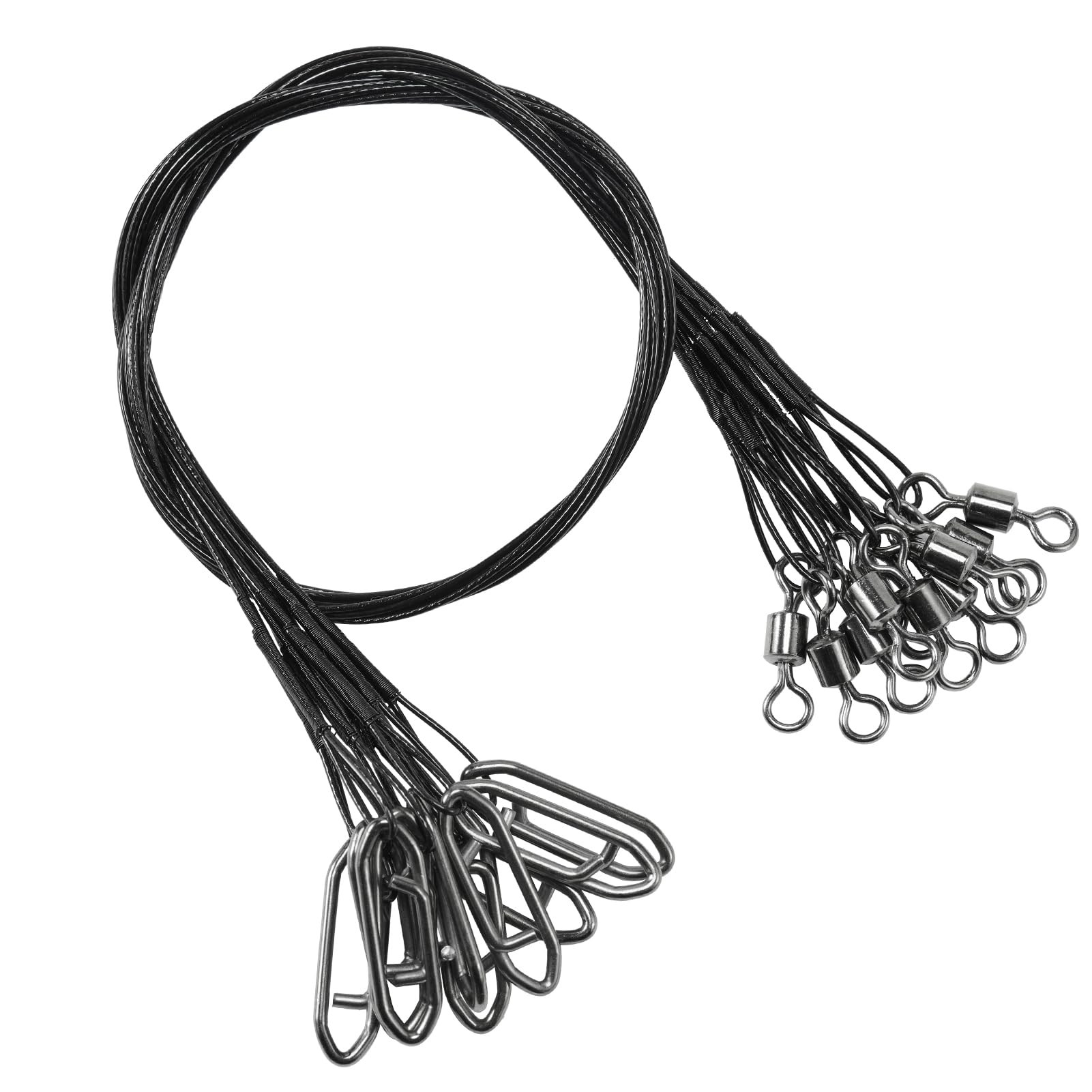 9Tong Steel Rigs Fishing Leaders Wire Stainless Lures Fishing Leader Heavy High Strength Wire Leaders Saltwater Black Nickel #3 40lb 9.8in 30pcs