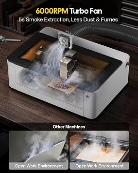 LaserPecker LX2 40W All-in-One Laser Cutter Engraver, 19.7 x 12 Large Working Area 1000mm/s High-Speed 12MP Camera Curved Surface Batch Engraving for Metal Wood Acrylic DIY SMB Customisation