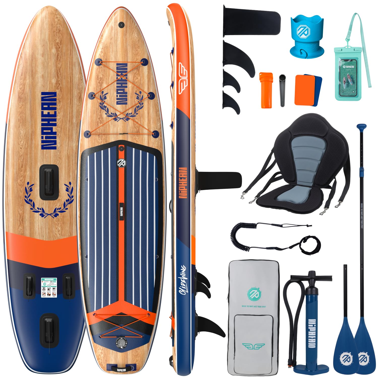 Niphean (Extra Grande) Tabla Paddle Surf Hinchable para 2+1 Personas/Familia, Paddle Surf con (Apto para Principiantes) Aleta Equilibrada, Funda Waterproof, Sup Board para Adultos, Regalo