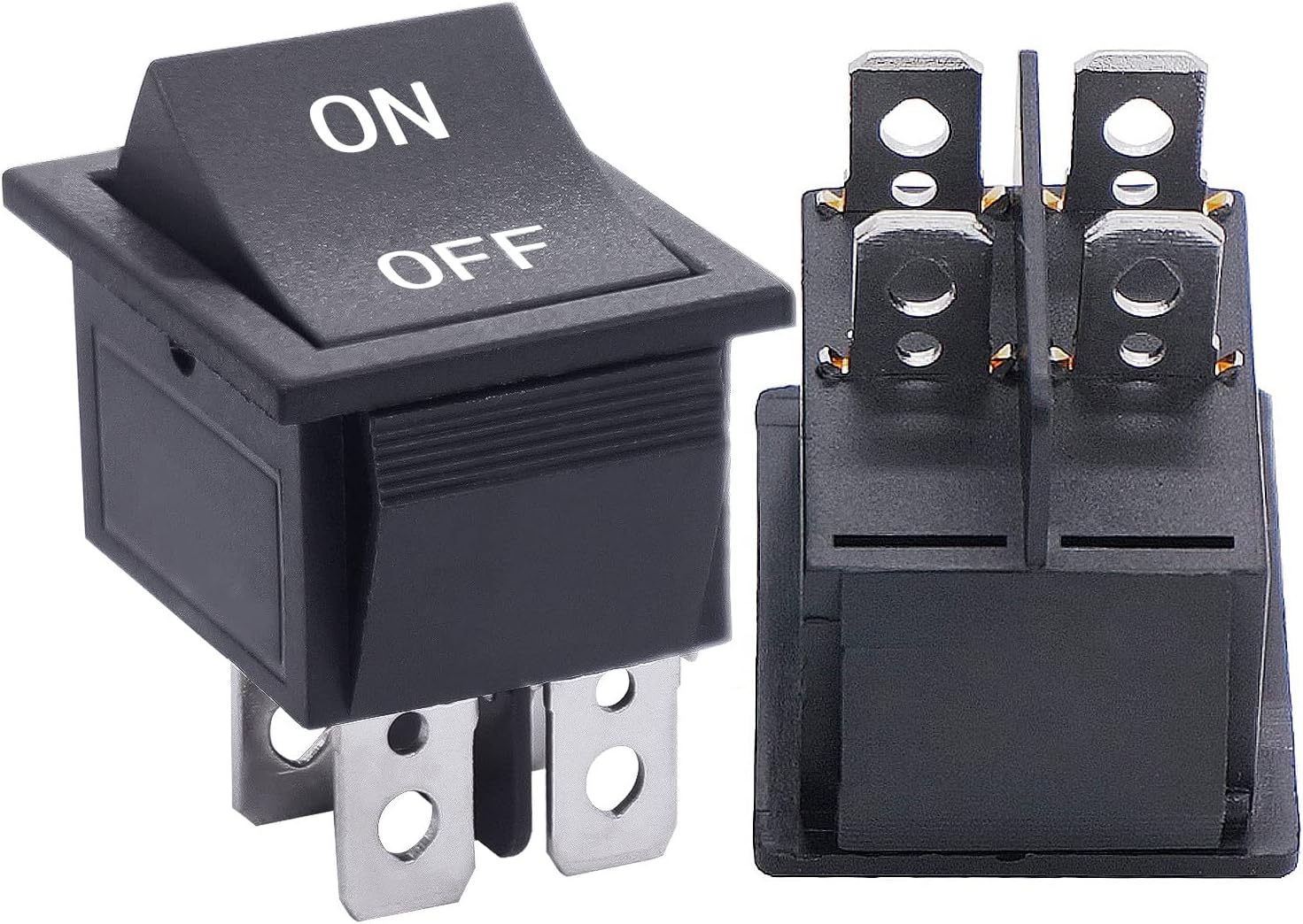 Twidec/2Pcs Rocker Switch 4 Pins 2 Position ON/Off AC 10A/125V 6A/250V DPST Car Boat Black KCD4 Rocker Switch Toggle KCD2-201-ON-OFF-220V