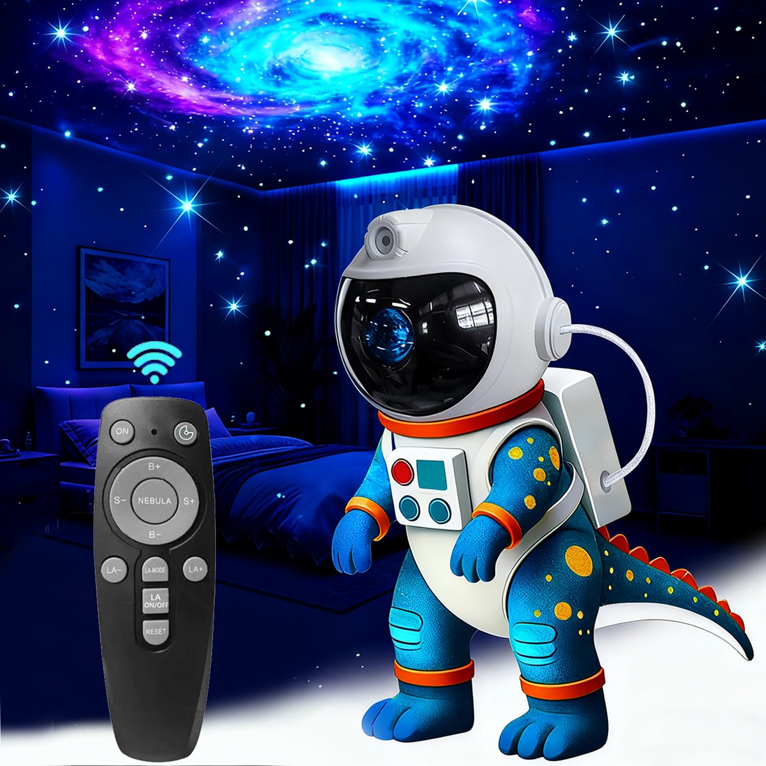 Projecteur Galaxy astronaute dinosaure avec télécommande et 8 modes d'ambiance - 8