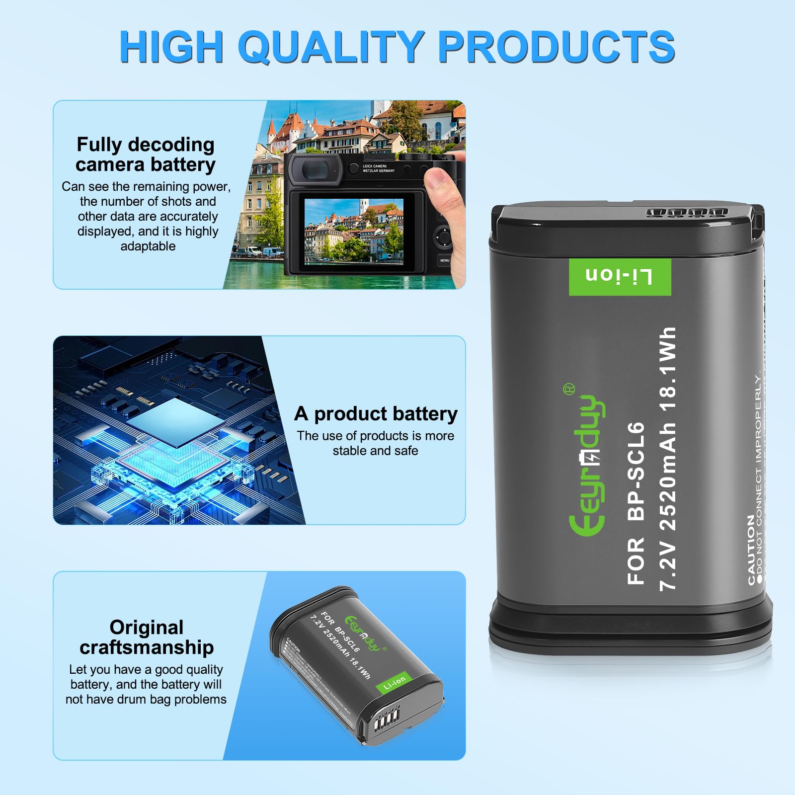 Amazon.com : Eeyrnduy BP-SCL6 Battery for Leica Q2, Q3, SL2, SL2S 