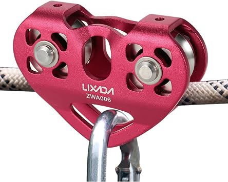 Lixada Zip Line Pulley 30KN Tandem Speed Double Pulley for 1/4 5/16 3/8 1/2 Cable Backyard Zipline, Hauling, Rigging and Commercial Purposes,Holds Upto 6700lbs