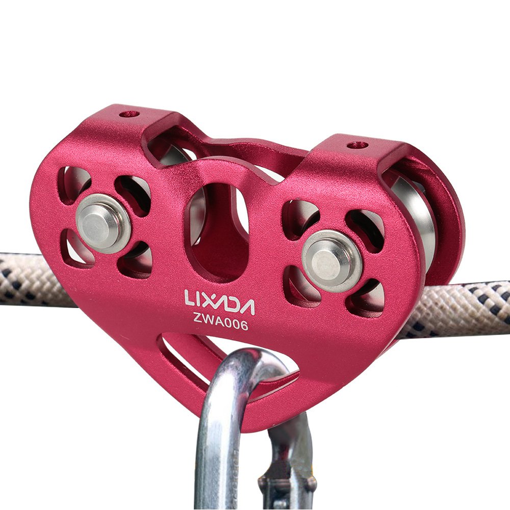 Lixada Zip Line Pulley 30KN Tandem Speed Double Pulley for 1/4 5/16 3/8 1/2 Cable Backyard Zipline, Hauling, Rigging and Commercial Purposes,Holds Upto 6700lbs
